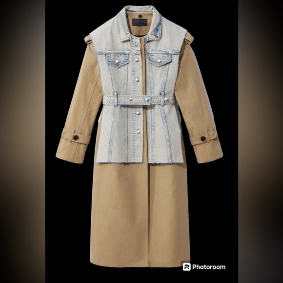 NWOT? | Proenza Schouler Dup |Multi-Media Convertible Jean Vest Over Trench Coat - Picture 3 of 8